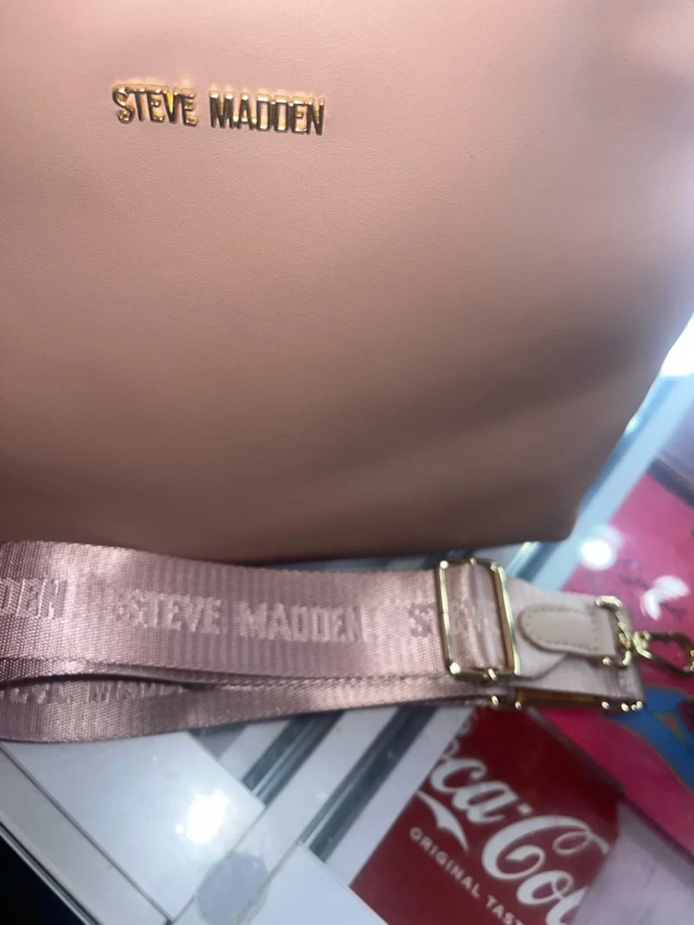 Steve Madden Pink Logo Tote with Gold Hardware - Picture 3 of 3